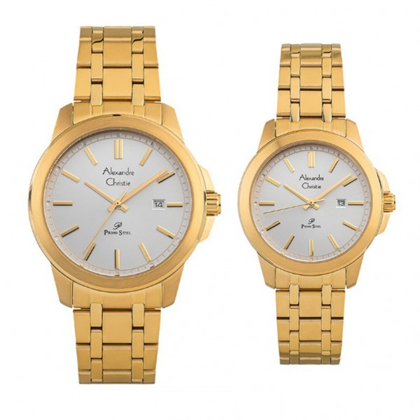 Alexandre Christie AC 1017 Gold White Steel Couple